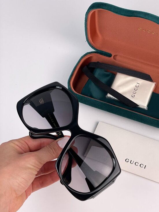 Gucci GG0875S 001 Sunglasses Black Gray Gradient Rectangle Women main image 10